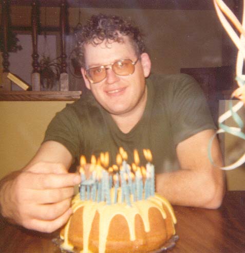 My dad with 36 candles in 1977.