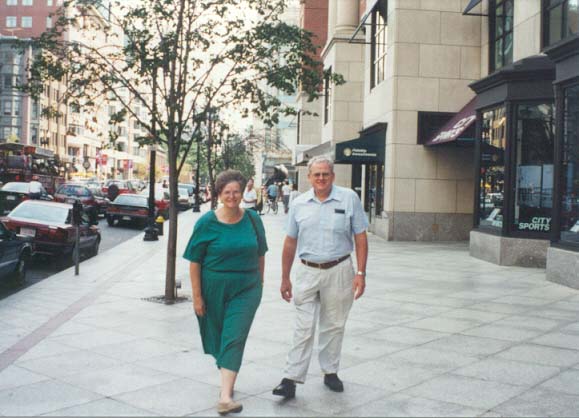 My parents are walking up Boylston St. near the Boston Public Library in 1995.
